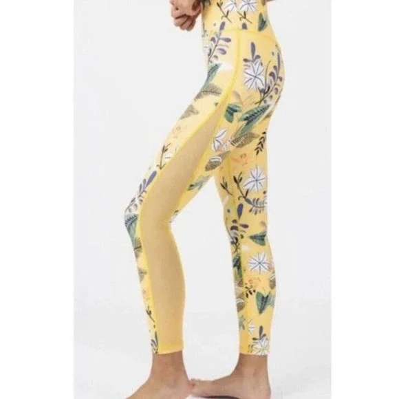 Zyia Leggings Medium 6 8 Women's Floral Mesh Reflective Art Full Length - Picture 2 of 6